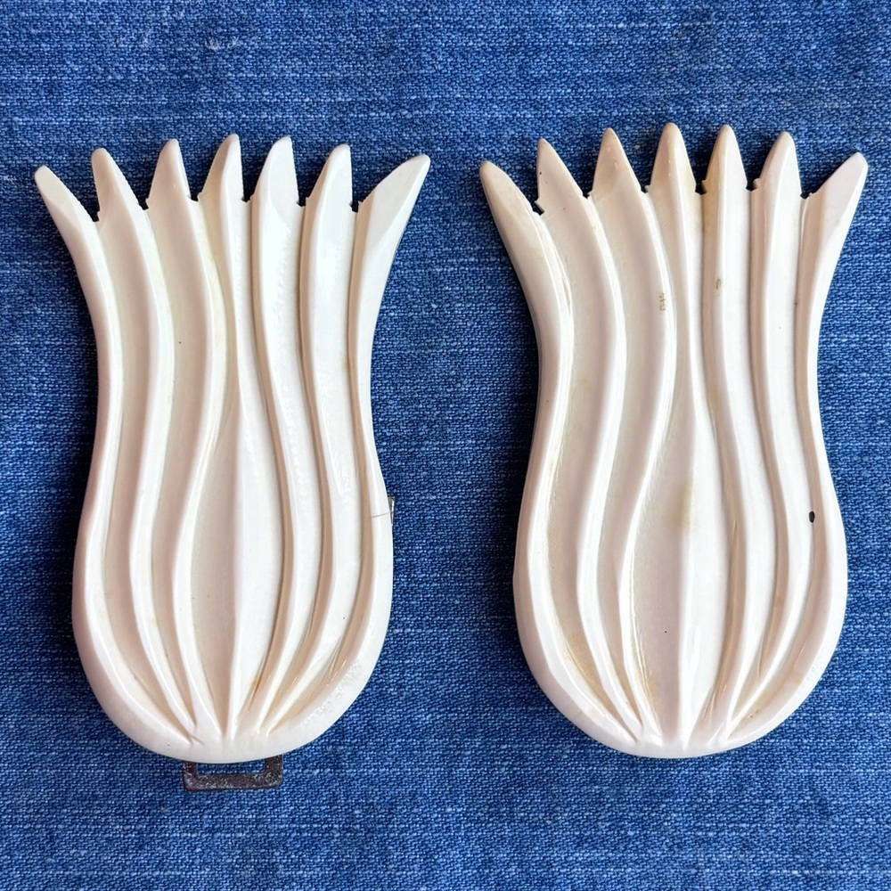 Vintage White Plastic Buckle Pair